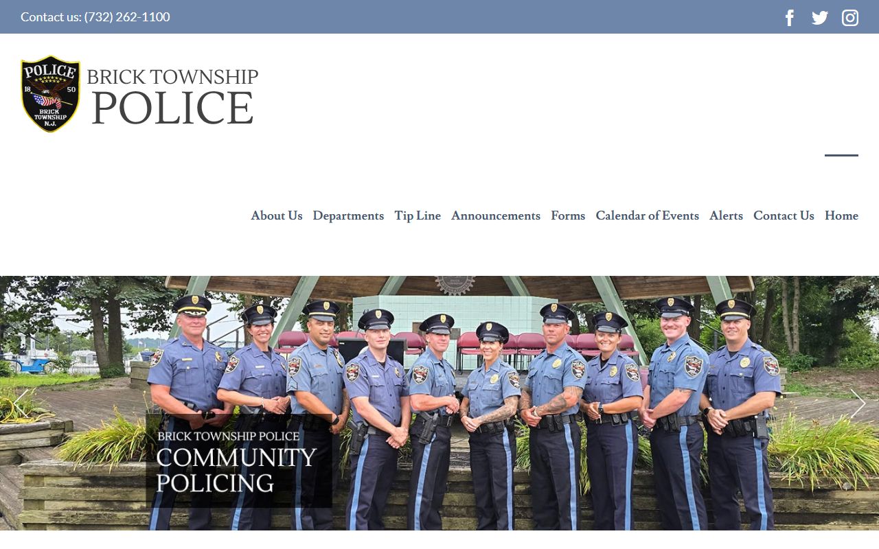 Brick Township Police Department website for arrest records