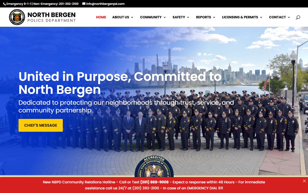 North Bergen Police Department website for arrest records and booking data