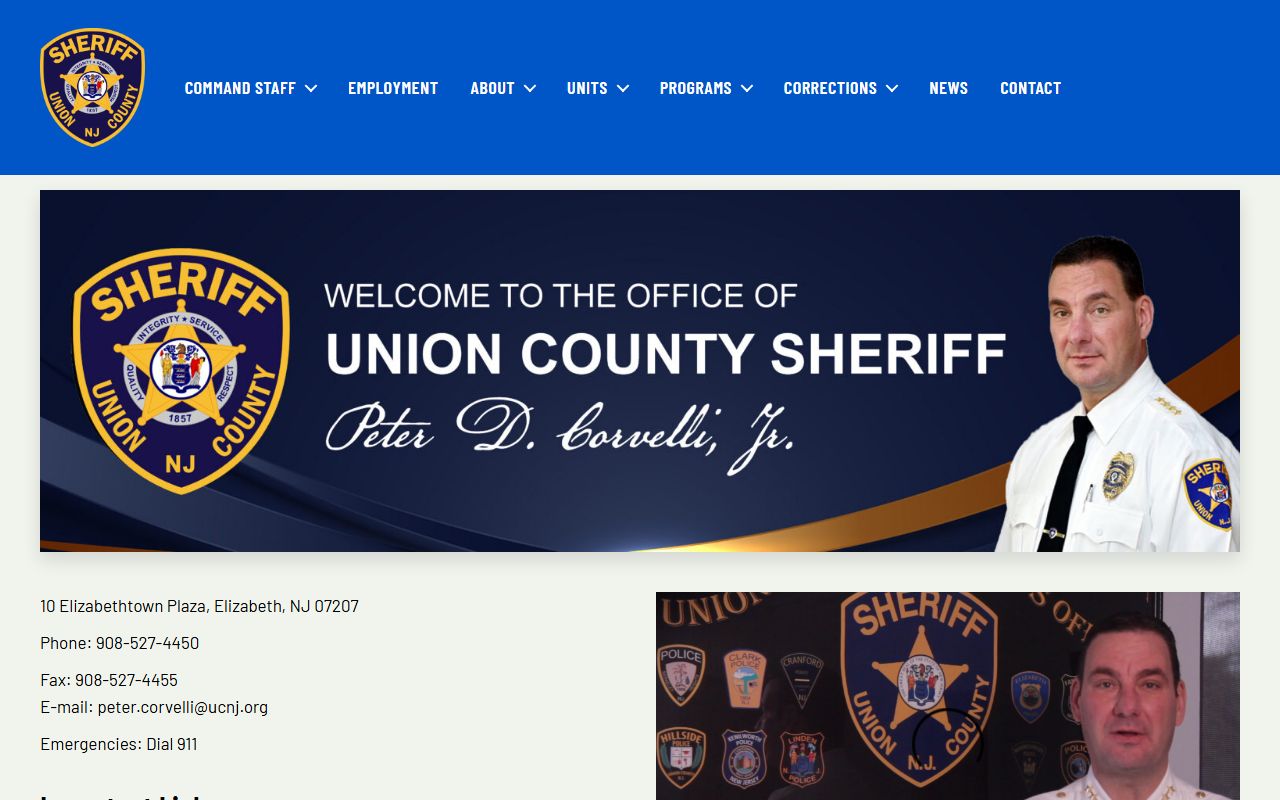 Union County Sheriff website for arrest records and booking data