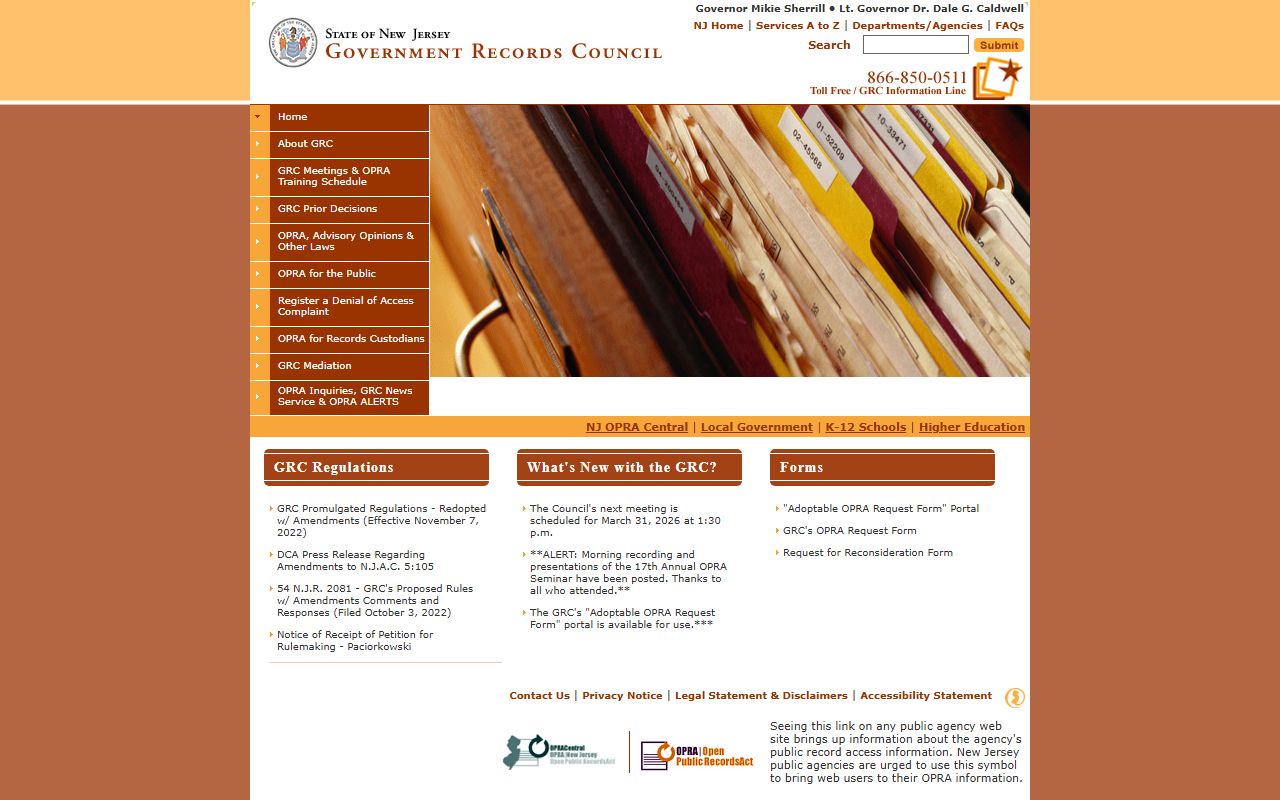 New Jersey Government Records Council page for recent arrest records access