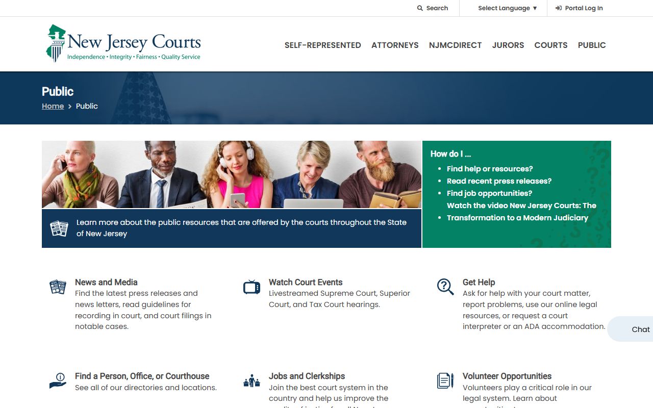 New Jersey Courts public access page for arrest and criminal case records